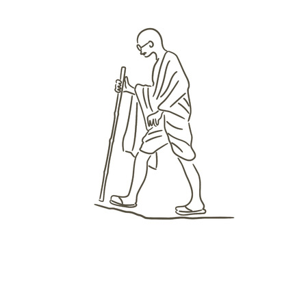 How to draw Gandhiji walking with stick / Gandhi jayanti drawing - speed  drawing - YouTube